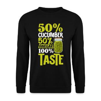 100 Prozent Geschmack - Gurken - Unisex Pullover - Schwarz - Vorne - Alina (178cm) & Michal (187cm)