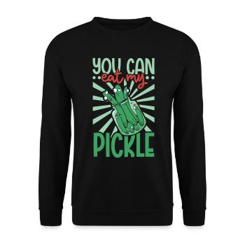 You can eat my pickle - Gurken - Unisex Pullover - Schwarz - Vorne - Alina (178cm) & Michal (187cm)