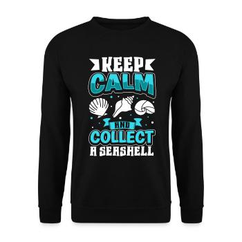 Keep Calm and Collect a Seashell - Muschelsammler - Unisex Sweatshirt - black - Front - Alina (178cm) & Michal (187cm)