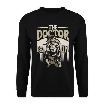 The Doctor is here - Plague Doctor - Unisex Sweatshirt - black - Front - Alina (178cm) & Michal (187cm)