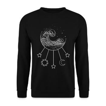 Bohemian Aesthetic Celestial - Unisex Pullover - Schwarz - Vorne - Alina (178cm) & Michal (187cm)