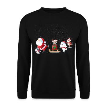 Cute Santa Claus Penguin Reindeer - Unisex Sweatshirt - black - Front - Alina (178cm) & Michal (187cm)