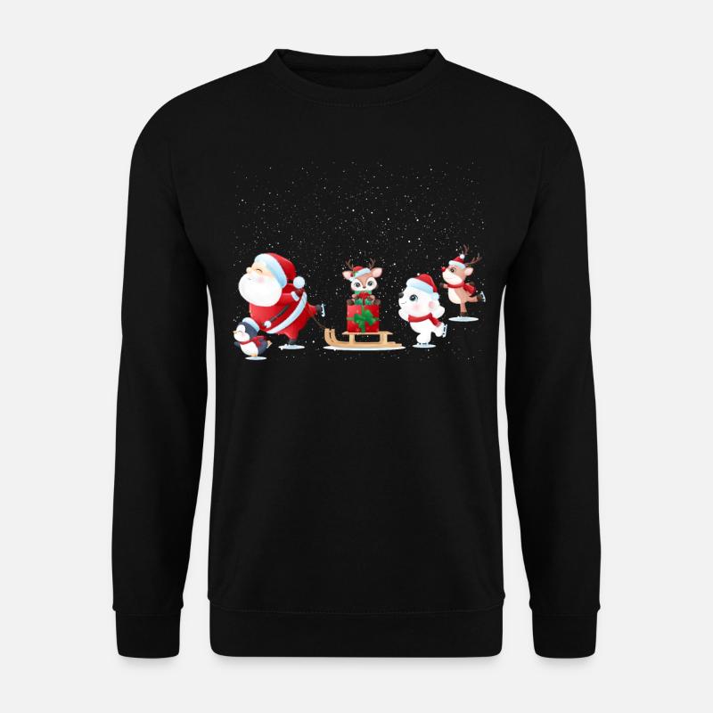 Süßes Weihnachtsmann Pinguin Rentier - Unisex Pullover - Schwarz