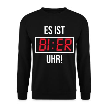 Es ist Bier Uhr Lustiges Alkoholtrinker - Unisex Pullover - Schwarz - Vorne - Alina (178cm) & Michal (187cm)