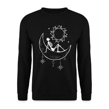 Bohemian Aesthetic Gothic Skeleton Celestial - Unisex Pullover - Schwarz - Vorne - Alina (178cm) & Michal (187cm)