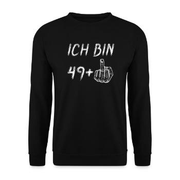 Ich bin 49 + 1 Mittelfinger - 50. - Unisex Pullover - Schwarz - Vorne - Alina (178cm) & Michal (187cm)