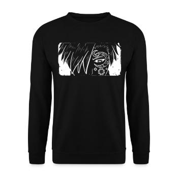 Bohemian Aesthetic Anime Boy Eyes Celestial - Unisex Pullover - Schwarz - Vorne - Alina (178cm) & Michal (187cm)