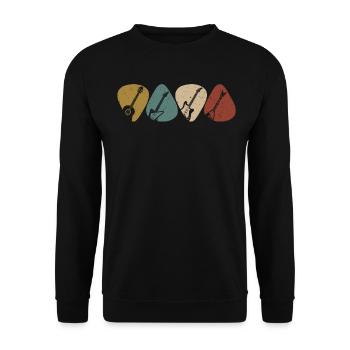 Vintage Gitarre Gitarrist Rockmusik Band - Unisex Pullover - Schwarz - Vorne - Alina (178cm) & Michal (187cm)