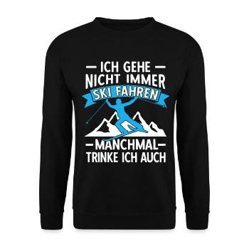 Lustige Skifahrer Ski Fahren Bier Trinken - Unisex Pullover - Schwarz - Vorne - Alina (178cm) & Michal (187cm)