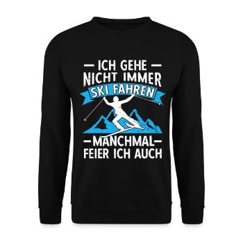 Lustige Skifahrer Skifahren Ski Fahrer Geschenk - Unisex Pullover - Schwarz - Vorne - Alina (178cm) & Michal (187cm)