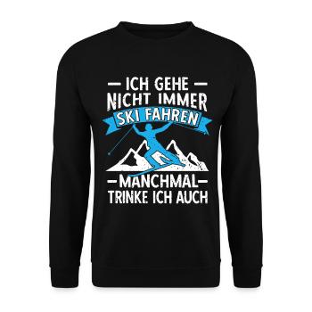 Ski Fahren Skier Skiurlaub Skiparty Bier Trinken - Unisex Pullover - Schwarz - Vorne - Alina (178cm) & Michal (187cm)