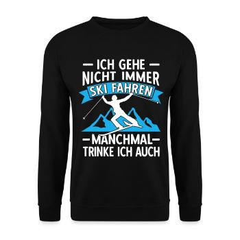 Lustige Skifahrer Ski Fahren Alter Mann auf Skiern - Unisex Pullover - Schwarz - Vorne - Alina (178cm) & Michal (187cm)