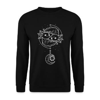 Bohemian Aesthetic Kawaii Axolotl Yin Yang - Unisex Sweatshirt - black - Front - Alina (178cm) & Michal (187cm)