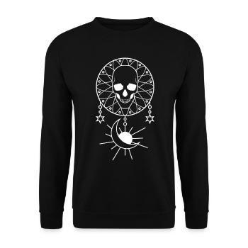Bohême Esthétique Goth Crâne Gothique Soleil et Lune - Sweat-shirt Unisexe - noir - Devant - Alina (178cm) & Michal (187cm)