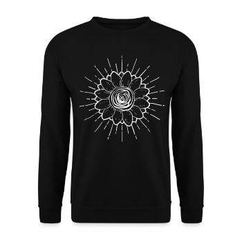 Bohemian Aesthetic Sunflower - Unisex Pullover - Schwarz - Vorne - Alina (178cm) & Michal (187cm)
