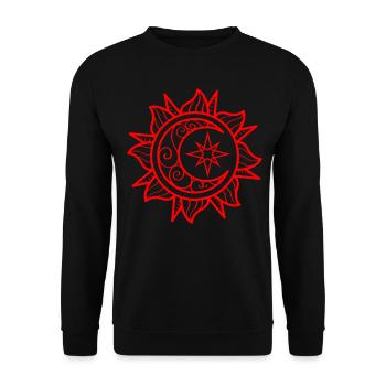 Bohemian Aesthetic Sun and Moon Soft Grunge - Unisex Pullover - Schwarz - Vorne - Alina (178cm) & Michal (187cm)