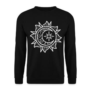 Bohemian Aesthetic Sun and Moon - Unisex Sweatshirt - black - Front - Alina (178cm) & Michal (187cm)