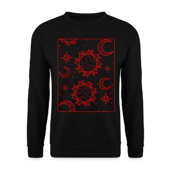 Bohemian Aesthetic Sun and Moon Pattern - Unisex Sweatshirt - black - Front - Alina (178cm) & Michal (187cm)