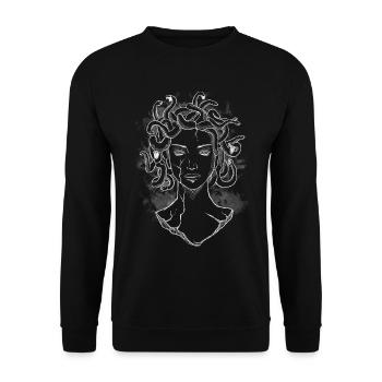 Art Academia Aesthetic Medusa Greek Mythology - Unisex Pullover - Schwarz - Vorne - Alina (178cm) & Michal (187cm)