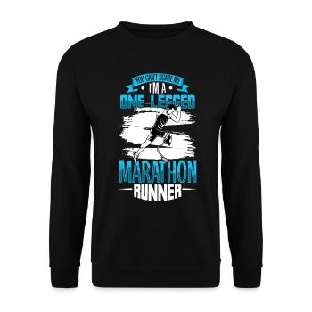Fearless marathon runner with prosthetic running - Unisex Sweatshirt - black - Front - Alina (178cm) & Michal (187cm)