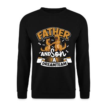 Das Dreamteam - Vater und Sohn - Unisex Pullover - Schwarz - Vorne - Alina (178cm) & Michal (187cm)