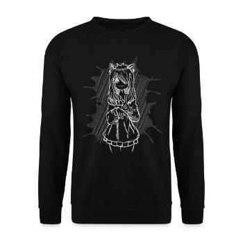 Art Academia Aesthetic Neko Anime Girl Peace - Unisex Sweatshirt - black - Front - Alina (178cm) & Michal (187cm)