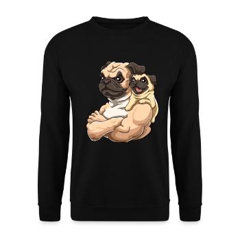 Mops Mopsbesitzer Mopsfreunde für Mops Fans - Unisex Pullover - Schwarz - Vorne - Alina (178cm) & Michal (187cm)