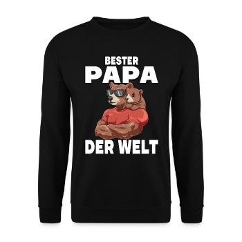 Bester Papa der Welt Vatertag Vater Bär für - Unisex Pullover - Schwarz - Vorne - Alina (178cm) & Michal (187cm)