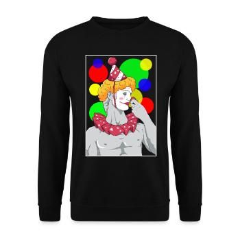 Clowncore Aesthetic David Statue Party Clown - Unisex Sweatshirt - black - Front - Alina (178cm) & Michal (187cm)