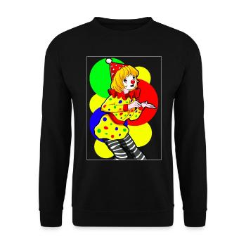 Clowncore Aesthetic Anime Girl Party Clown - Unisex Pullover - Schwarz - Vorne - Alina (178cm) & Michal (187cm)