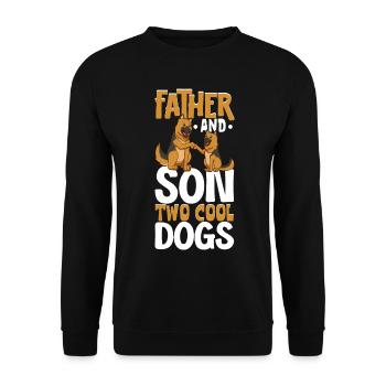 Coole Hunde - Vater und Sohn - Unisex Pullover - Schwarz - Vorne - Alina (178cm) & Michal (187cm)