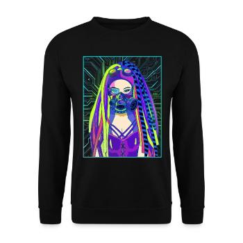 Cyber Aesthetic Anime Girl Cyber Goth - Unisex Sweatshirt - black - Front - Alina (178cm) & Michal (187cm)