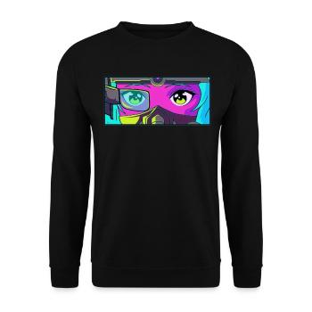 Cyber Esthétique Anime Fille Yeux Rétro Futurisme - Sweat-shirt Unisexe - noir - Devant - Alina (178cm) & Michal (187cm)