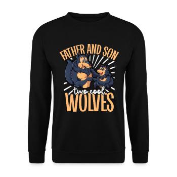 Coole Wölfe - Vater und Sohn - Unisex Pullover - Schwarz - Vorne - Alina (178cm) & Michal (187cm)