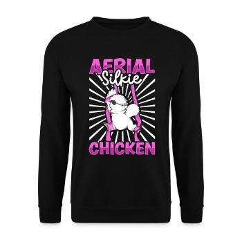Soies aériennes - Poulet Silkie aérien - Sweat-shirt Unisexe - noir - Devant - Alina (178cm) & Michal (187cm)