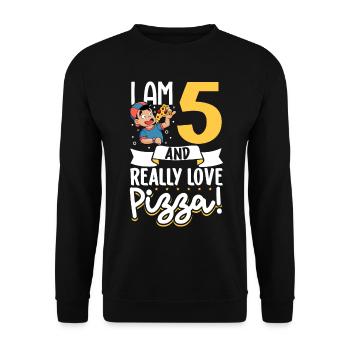I'm 5 - Boy Pizza - Unisex Sweatshirt - black - Front - Alina (178cm) & Michal (187cm)