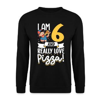 Ich bin 6 - Jungen Pizza - Unisex Pullover - Schwarz - Vorne - Alina (178cm) & Michal (187cm)