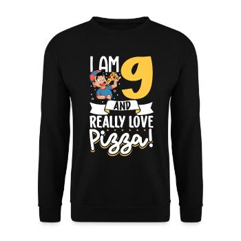 I'm 9 - Boy Pizza - Unisex Sweatshirt - black - Front - Alina (178cm) & Michal (187cm)