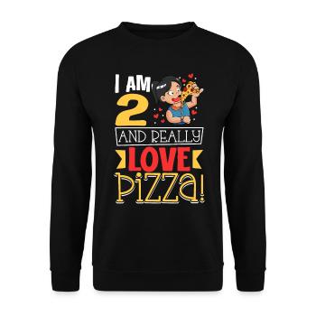 J’ai 2 ans - Pizza pour filles - Sweat-shirt Unisexe - noir - Devant - Alina (178cm) & Michal (187cm)