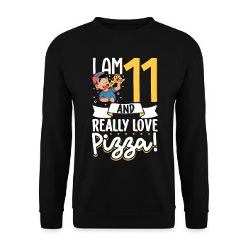 J’ai 11 ans - Boys Pizza - Sweat-shirt Unisexe - noir - Devant - Alina (178cm) & Michal (187cm)