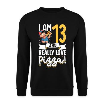 I'm 13 - Boy Pizza - Unisex Sweatshirt - black - Front - Alina (178cm) & Michal (187cm)