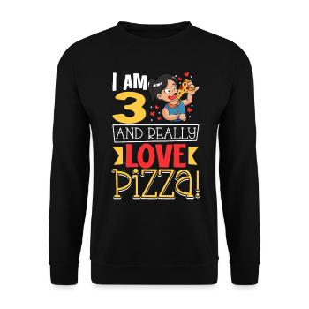 Ich bin 3 - Mädchen Pizza - Unisex Pullover - Schwarz - Vorne - Alina (178cm) & Michal (187cm)