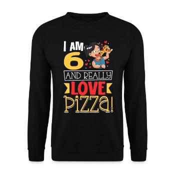 I'm 6 - Girls Pizza - Unisex Sweatshirt - black - Front - Alina (178cm) & Michal (187cm)