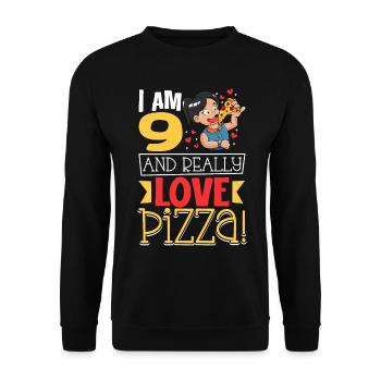 I'm 9 - Girl Pizza - Unisex Sweatshirt - black - Front - Alina (178cm) & Michal (187cm)