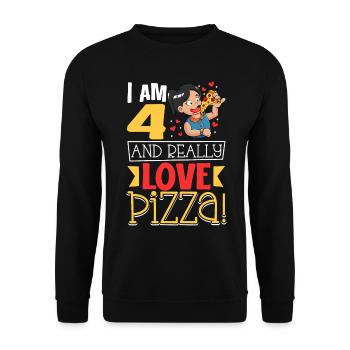 I'm 4 - Girls Pizza - Unisex Sweatshirt - black - Front - Alina (178cm) & Michal (187cm)