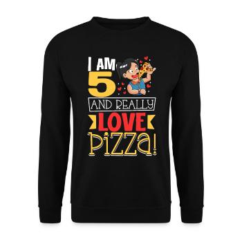 I'm 5 - Girl Pizza - Unisex Sweatshirt - black - Front - Alina (178cm) & Michal (187cm)