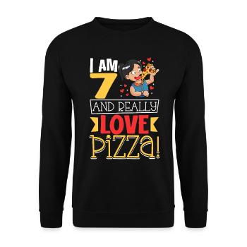 I' - Girl Pizza - Unisex Sweatshirt - black - Front - Alina (178cm) & Michal (187cm)