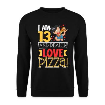 I'm 13 - Girls Pizza - Unisex Sweatshirt - black - Front - Alina (178cm) & Michal (187cm)