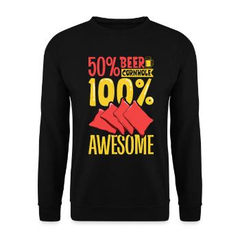 50 percent beer - 50 percent cornhole - Unisex Sweatshirt - black - Front - Alina (178cm) & Michal (187cm)