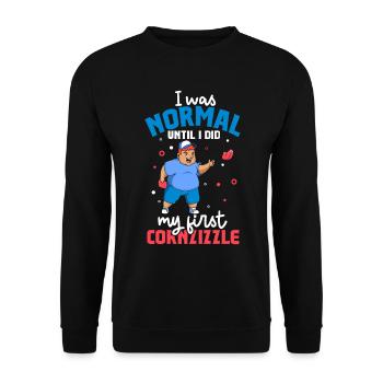 I was normal until the Cornzizzle - Cornhole - Unisex Sweatshirt - black - Front - Alina (178cm) & Michal (187cm)